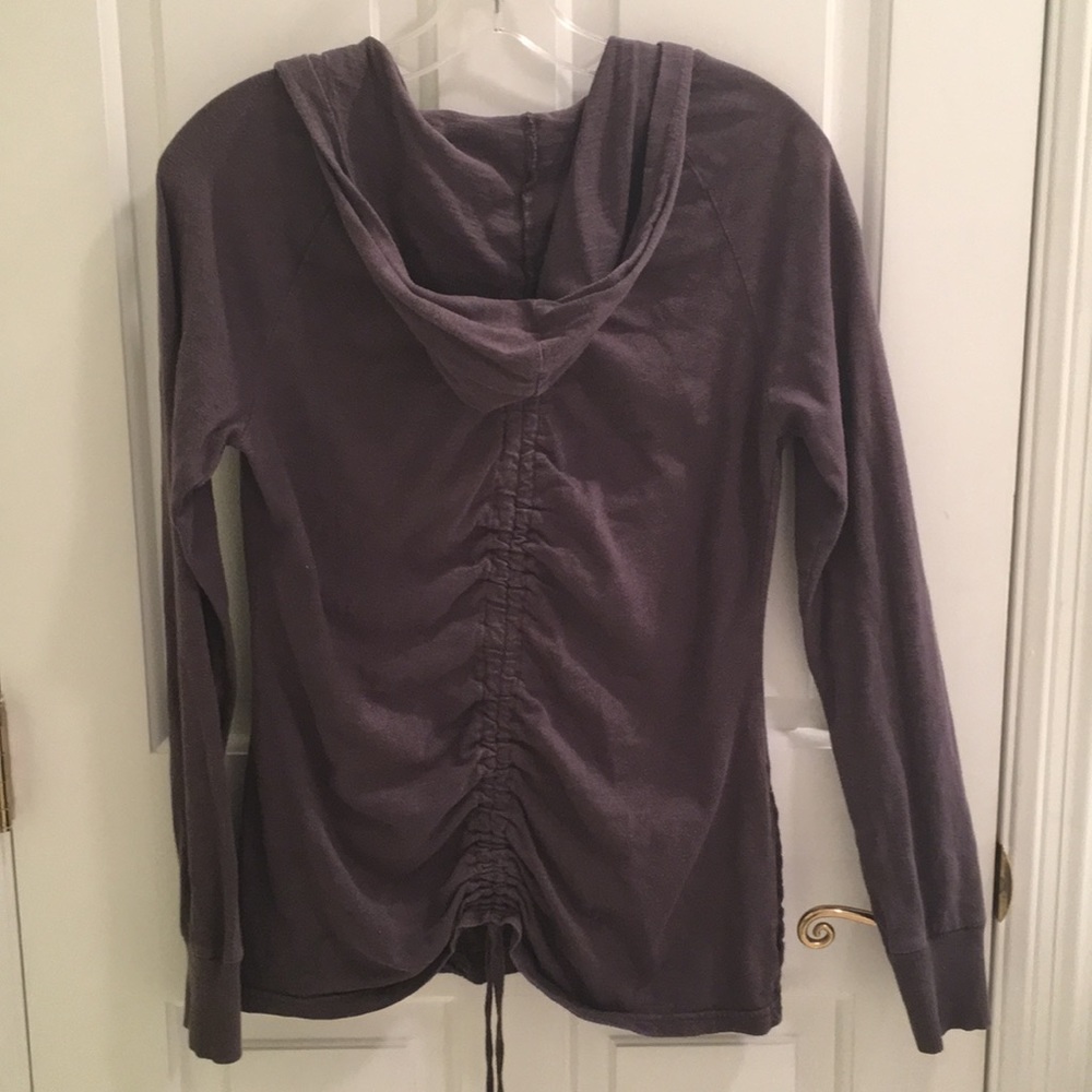Hang Ten Gray light weight button closure gathered cinch back Hoodie Shirt